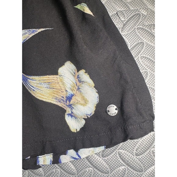 ROXY Lombok Waterfall True Black Delicate Flowers LONG SLEEVE 100% viscose Sz M - Picture 12 of 13